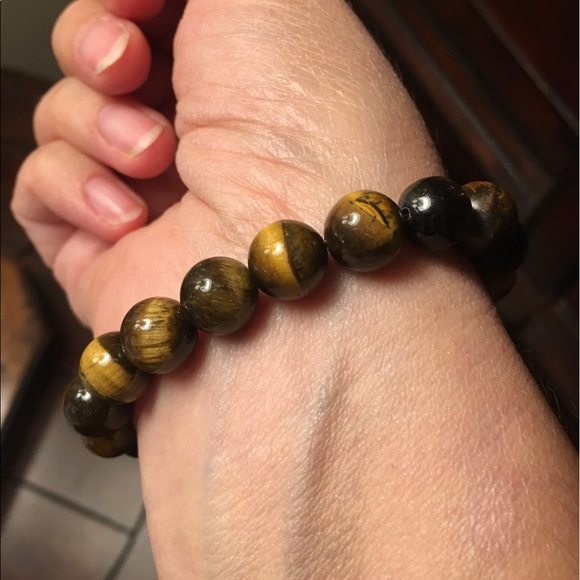 Natural tigers eye stretchy bracelet bangle - Picture 2 of 3